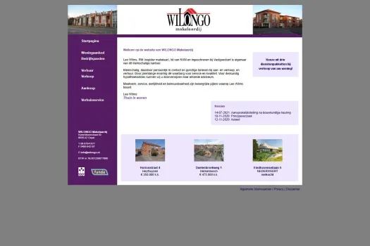 Capture d'écran du site web de www.wilongo.nl