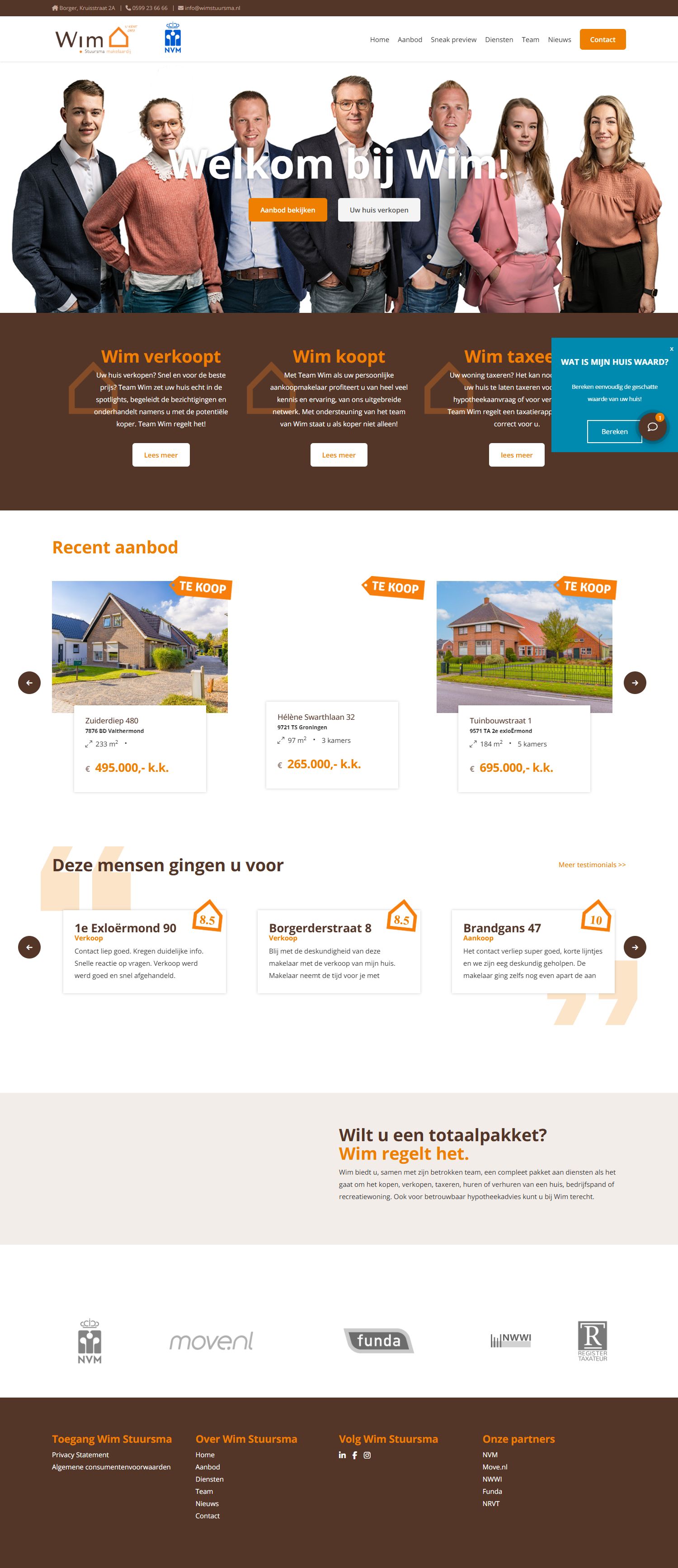 Screenshot van de website van www.wimstuursma.nl