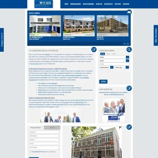 Screenshot van de website van www.witjesmakelaars.nl