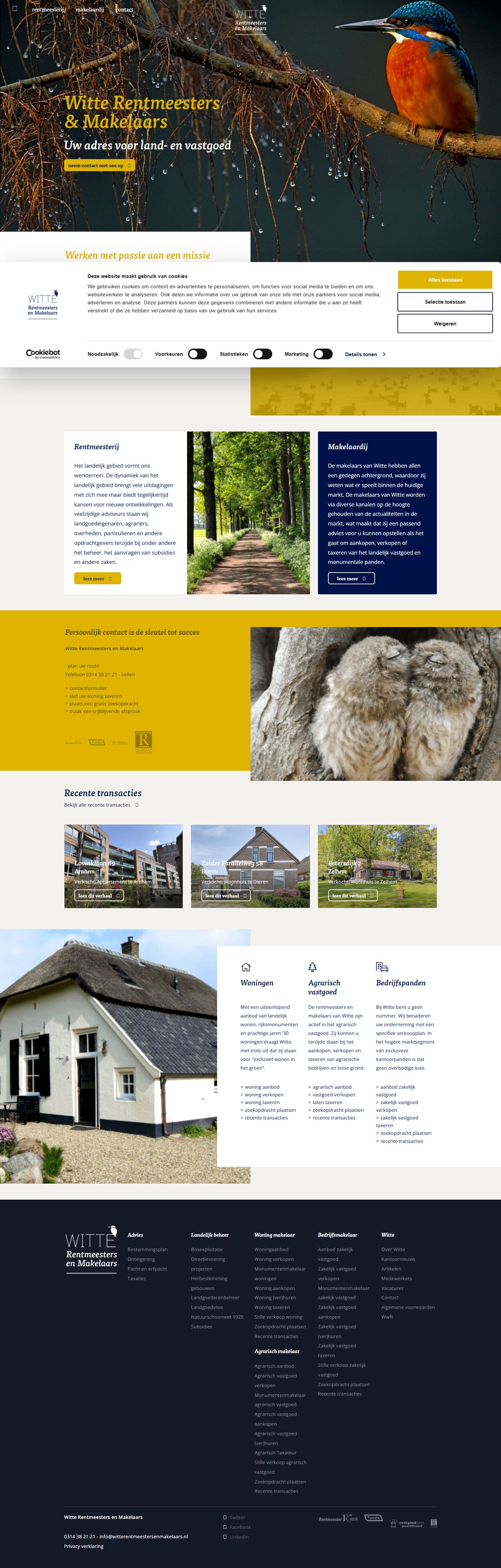 Screenshot van de website van www.witterentmeesters.nl