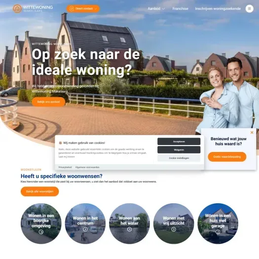 Screenshot der Website von www.wittewoningmakelaars.nl