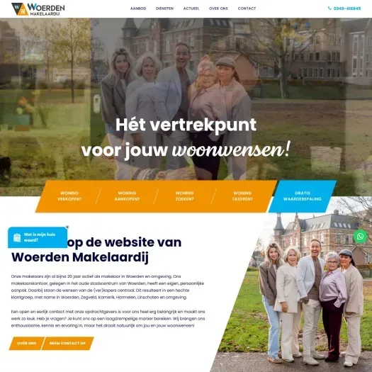 Screenshot van de website van www.woerdenmakelaardij.nl