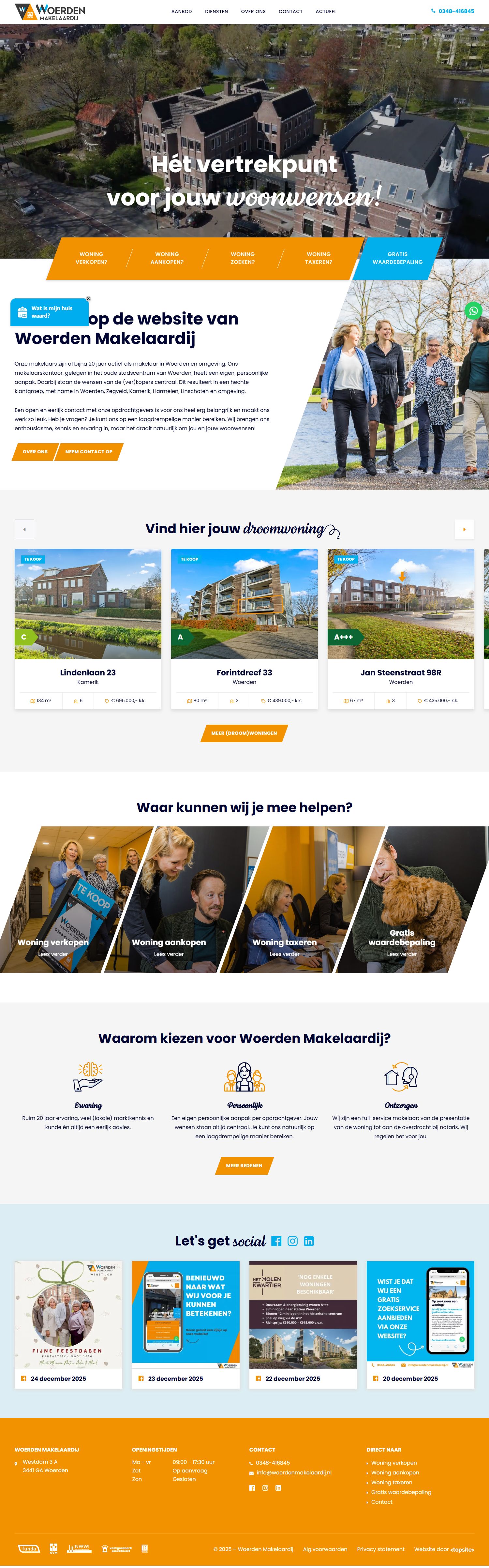 Screenshot van de website van www.woerdenmakelaardij.nl