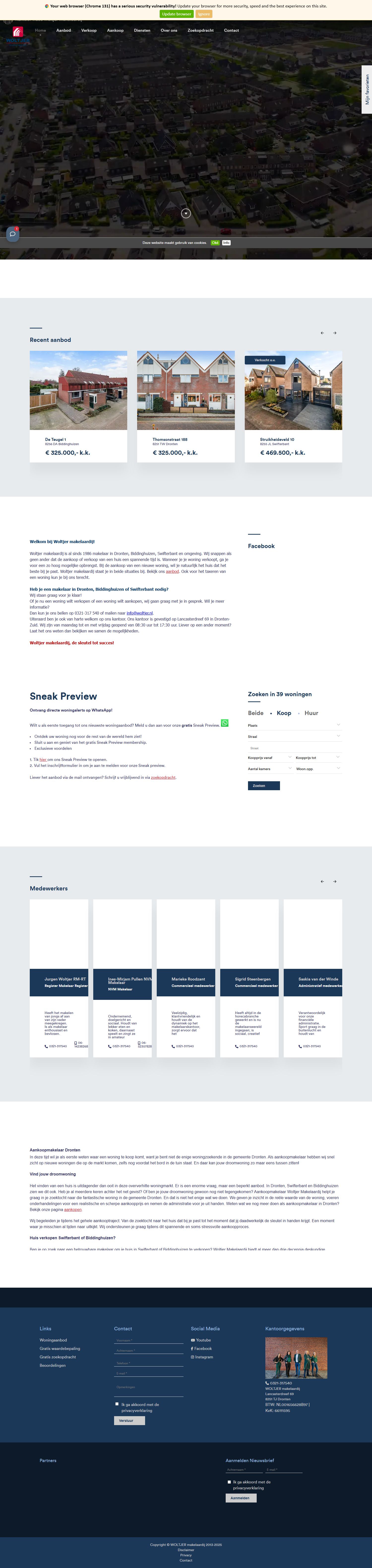Screenshot van de website van www.woltjer.nl