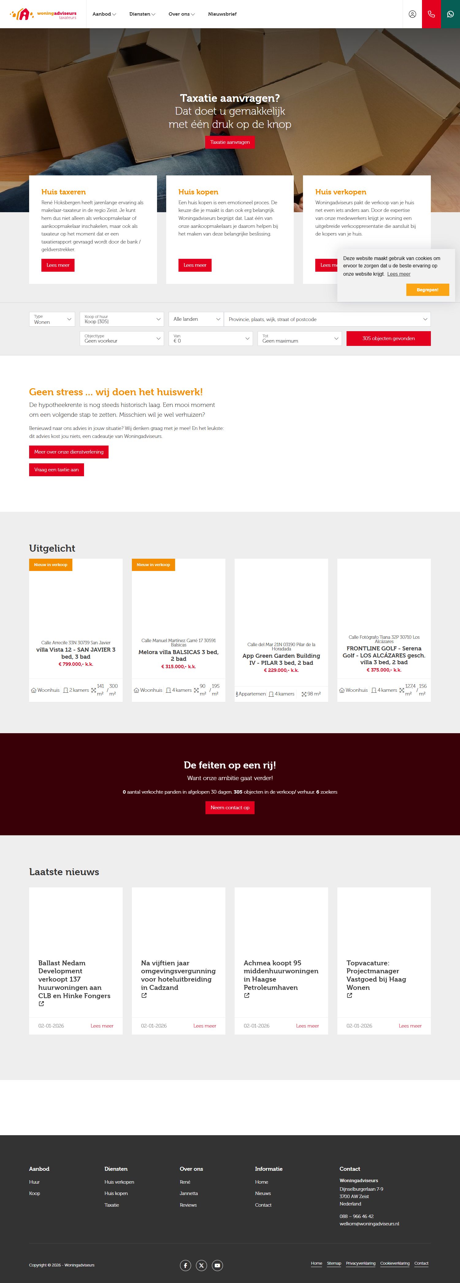 Screenshot van de website van woningadviseurs.nl