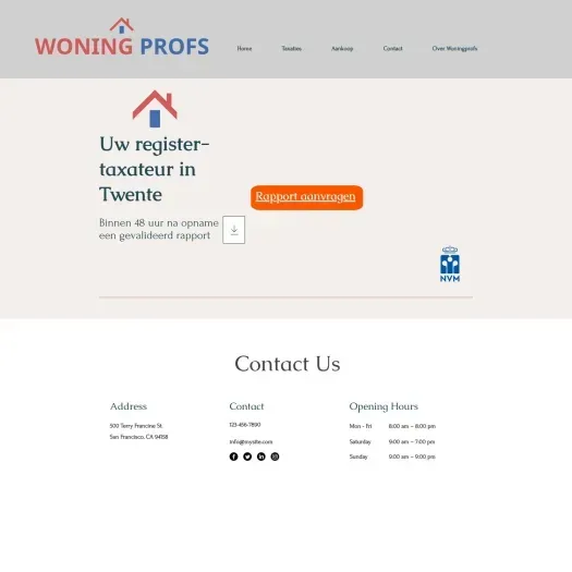 Screenshot of the website of www.woningprofs.nl