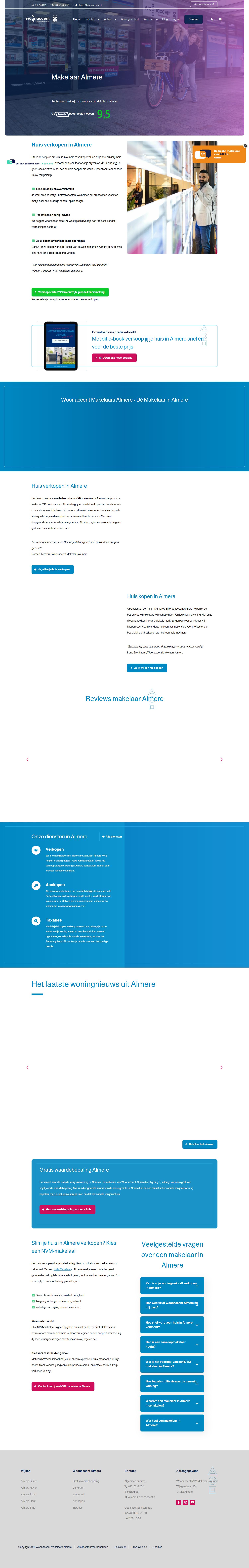 Screenshot van de website van www.woonaccentalmere.nl