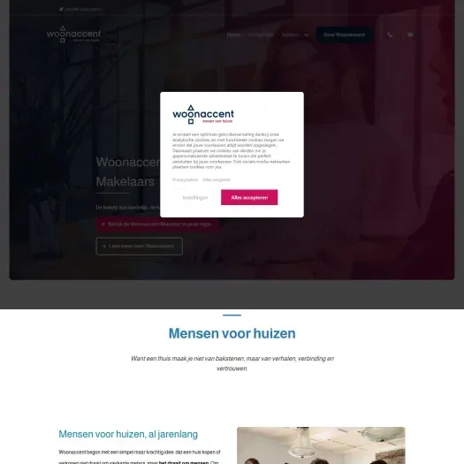 Screenshot der Website von www.woonaccent.nl