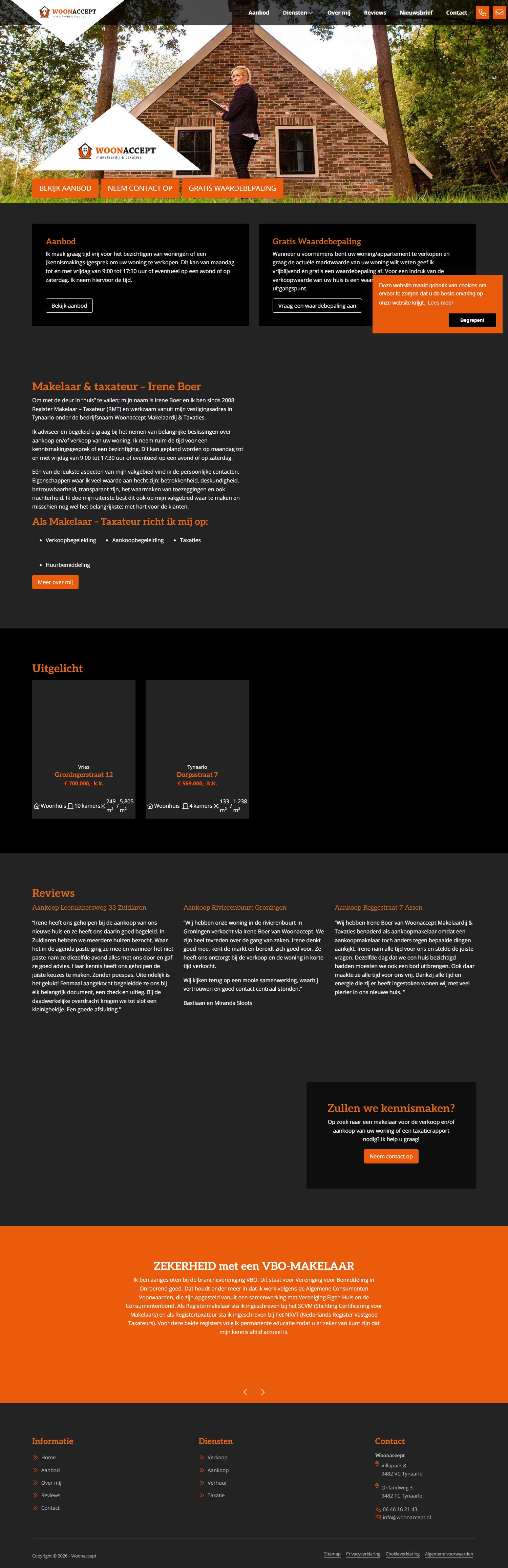 Screenshot van de website van www.woonaccept.nl