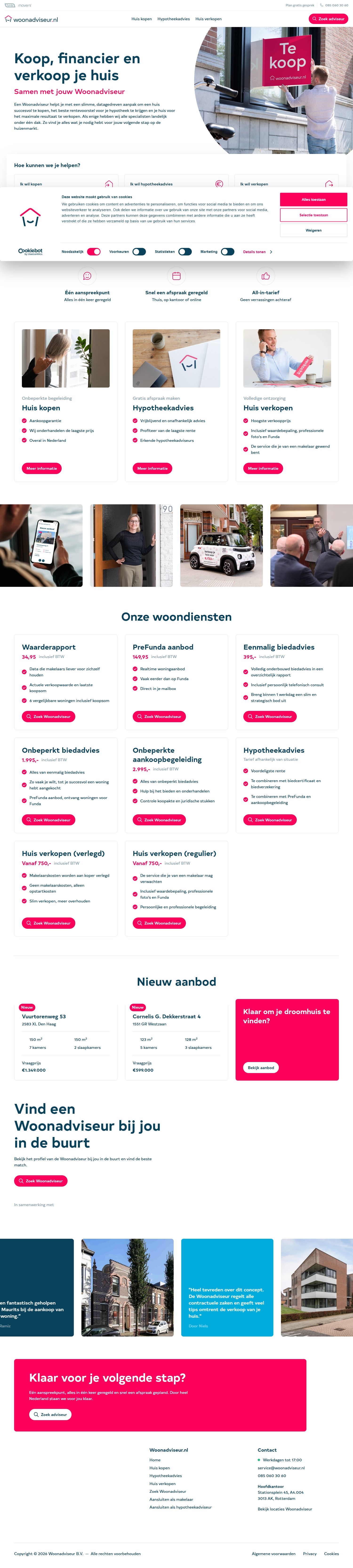 Screenshot van de website van woonadviseur.nl