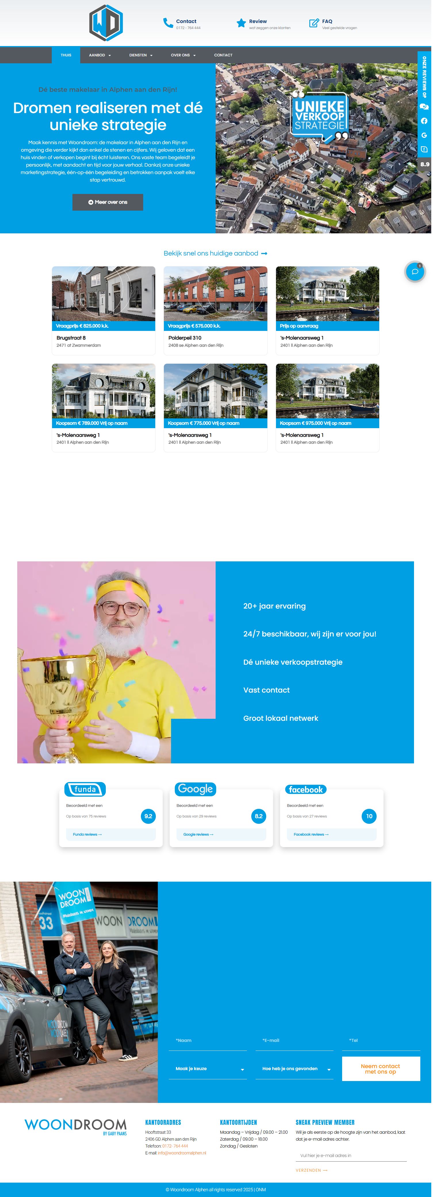 Screenshot van de website van www.woondroomalphen.nl