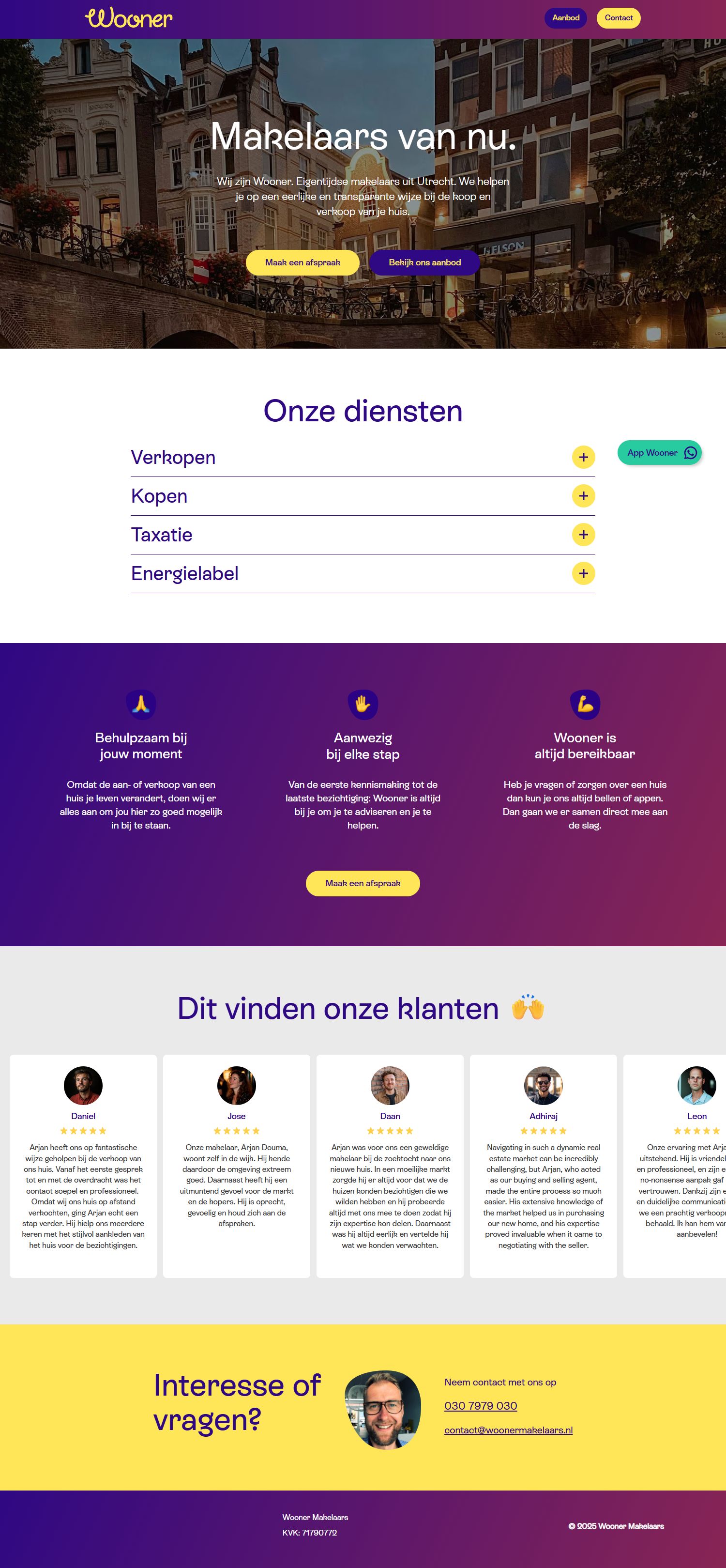 Screenshot van de website van woonermakelaars.nl
