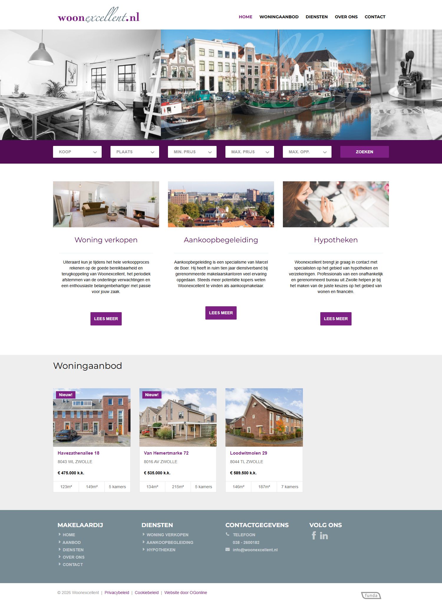 Screenshot van de website van www.woonexcellent.nl