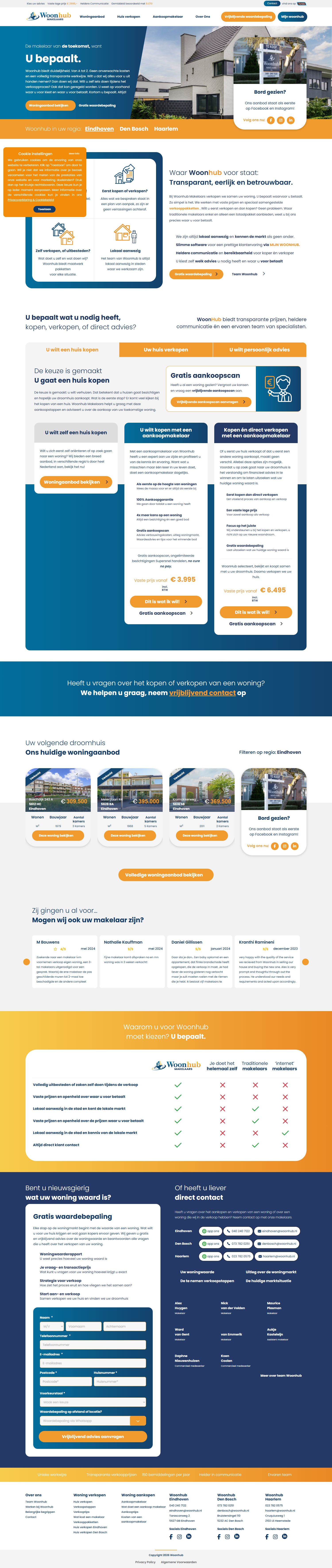 Screenshot van de website van woonhub.nl