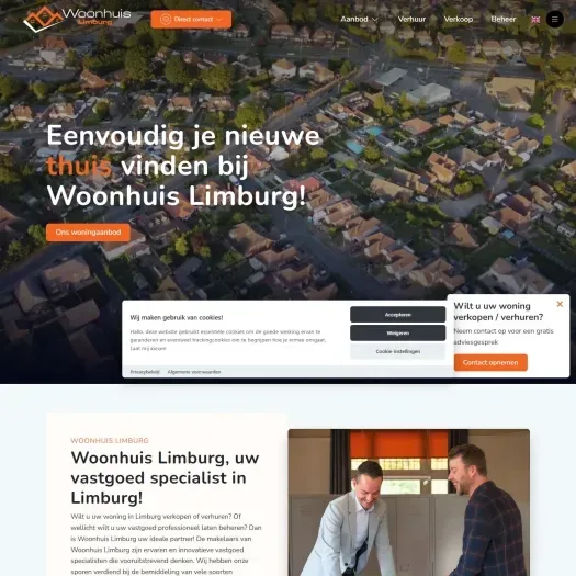 Screenshot van de website van www.woonhuislimburg.nl