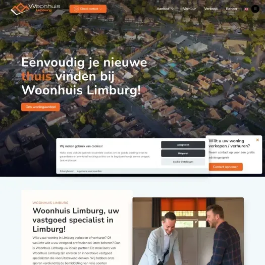 Screenshot of the website of www.woonhuislimburg.nl
