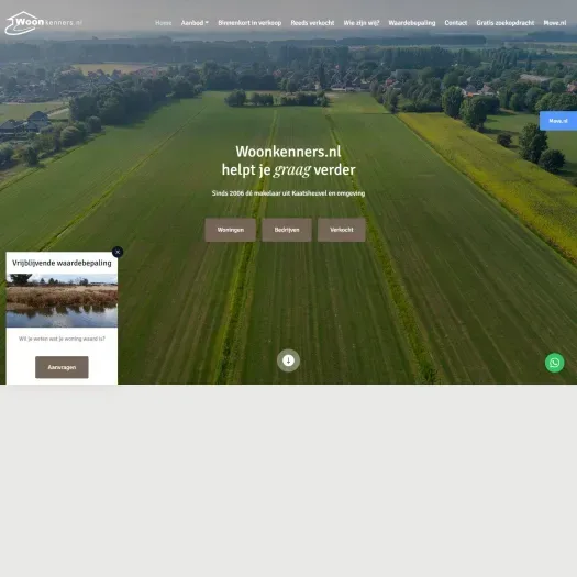 Screenshot van de website van www.woonkenners.nl