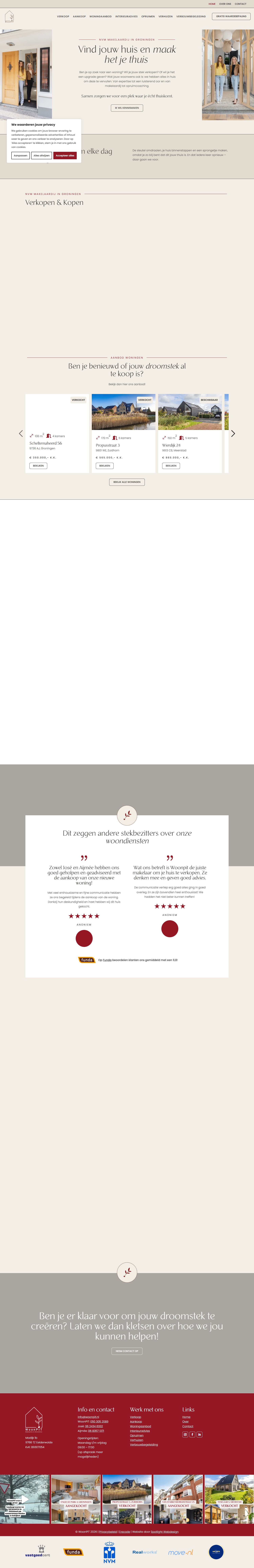 Screenshot van de website van www.woonpit.nl