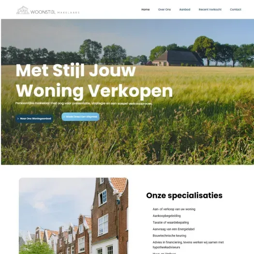 Screenshot van de website van www.woonstijlmakelaars.nl