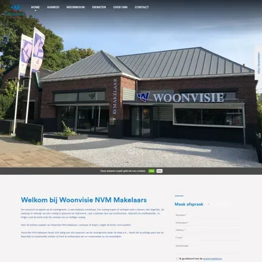 Screenshot van de website van www.woonvisiemakelaars.nl