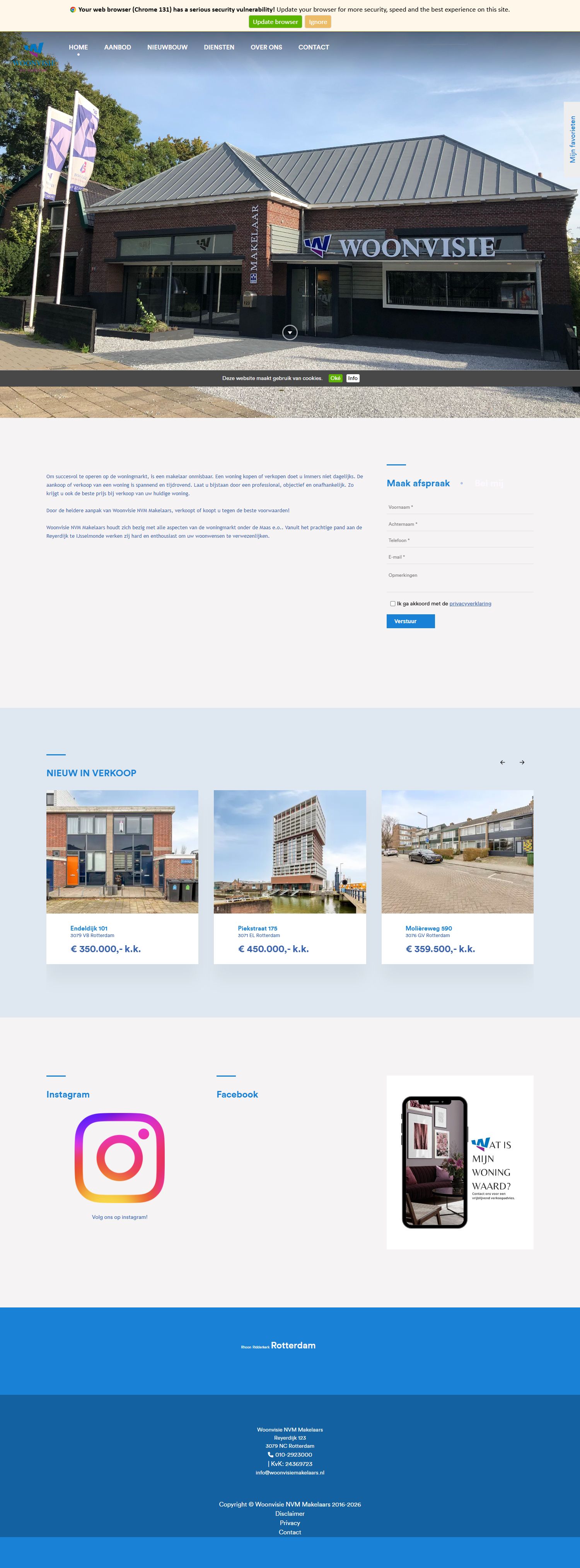 Screenshot van de website van www.woonvisiemakelaars.nl
