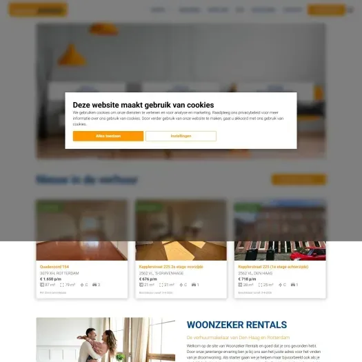 Screenshot van de website van www.woonzeker.com