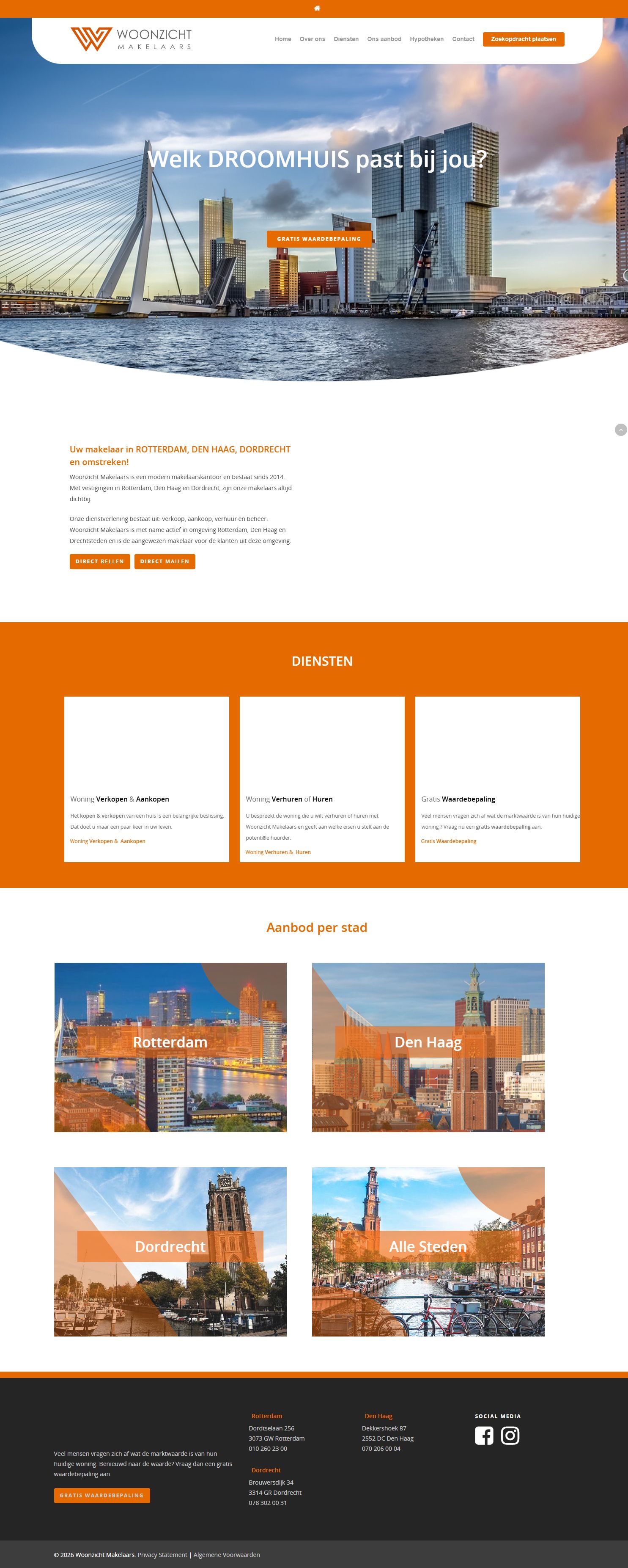 Screenshot van de website van www.woonzichtmakelaars.nl