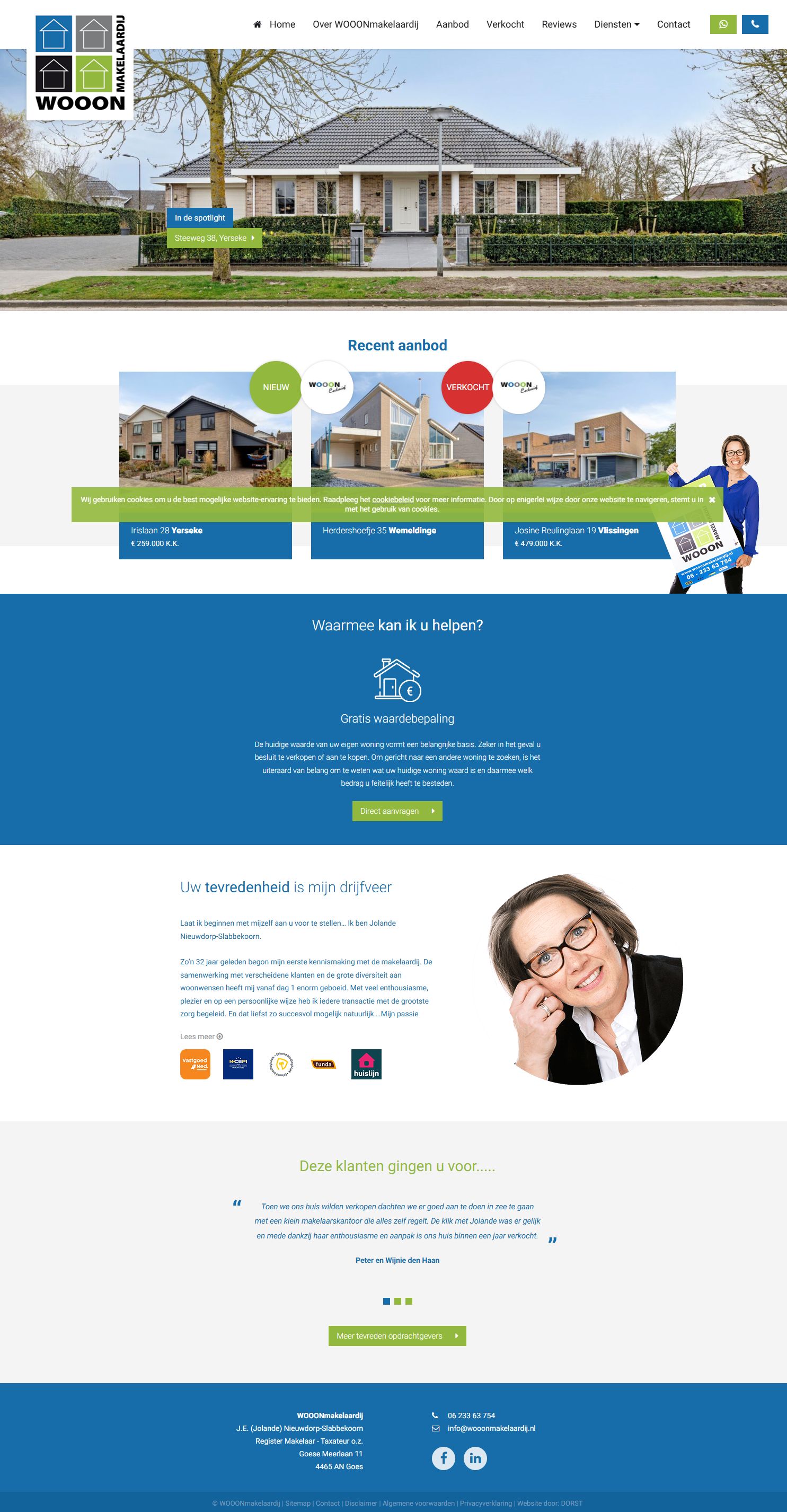 Screenshot van de website van www.wooonmakelaardij.nl