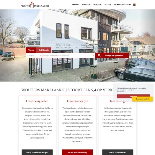 Screenshot van de website van www.woutersmakelaardij.nl