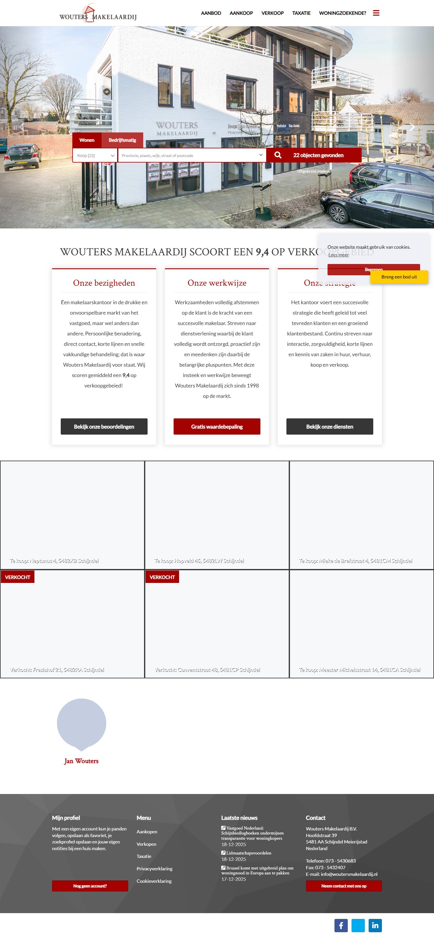 Screenshot van de website van www.woutersmakelaardij.nl