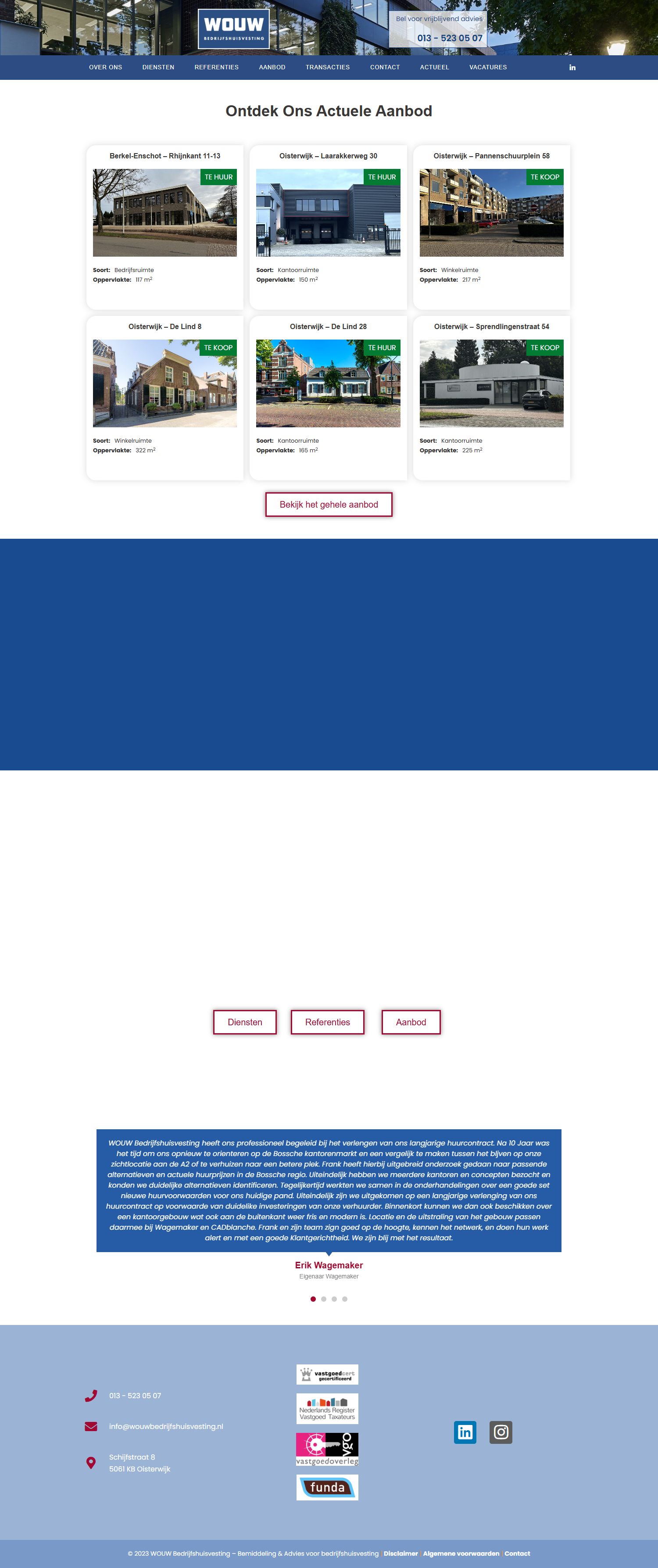Screenshot van de website van www.vdwpartners.nl