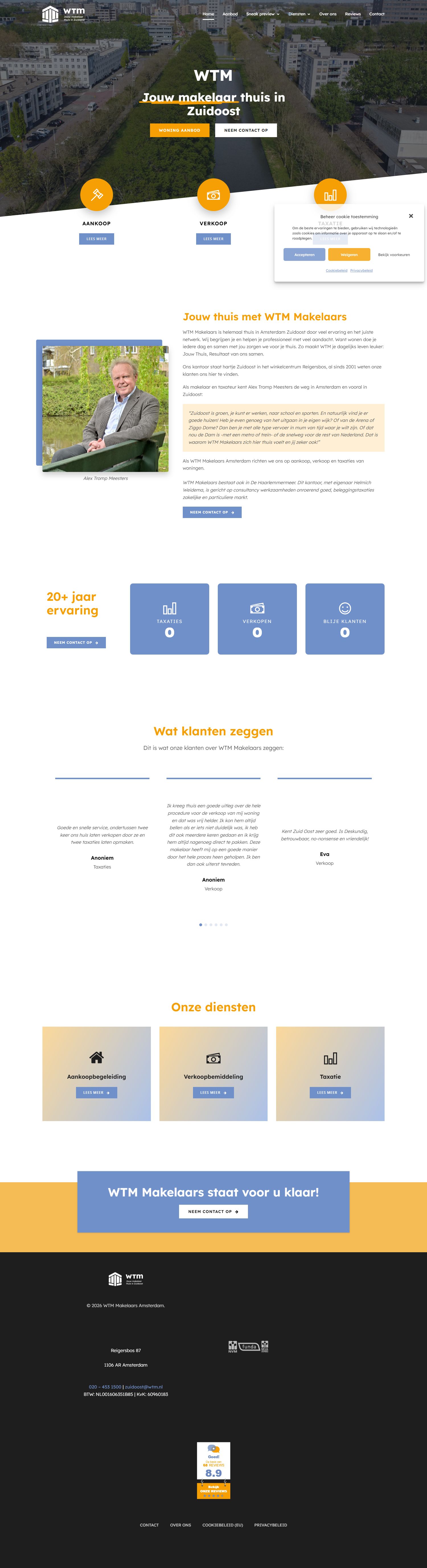 Screenshot van de website van www.wtm.nl