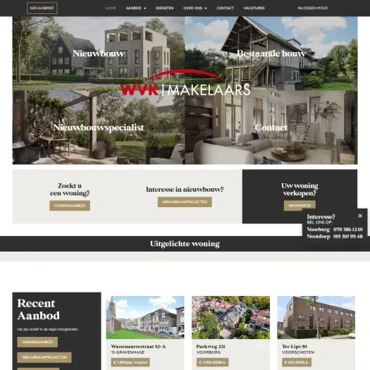 Screenshot of the website of www.wvk.nl