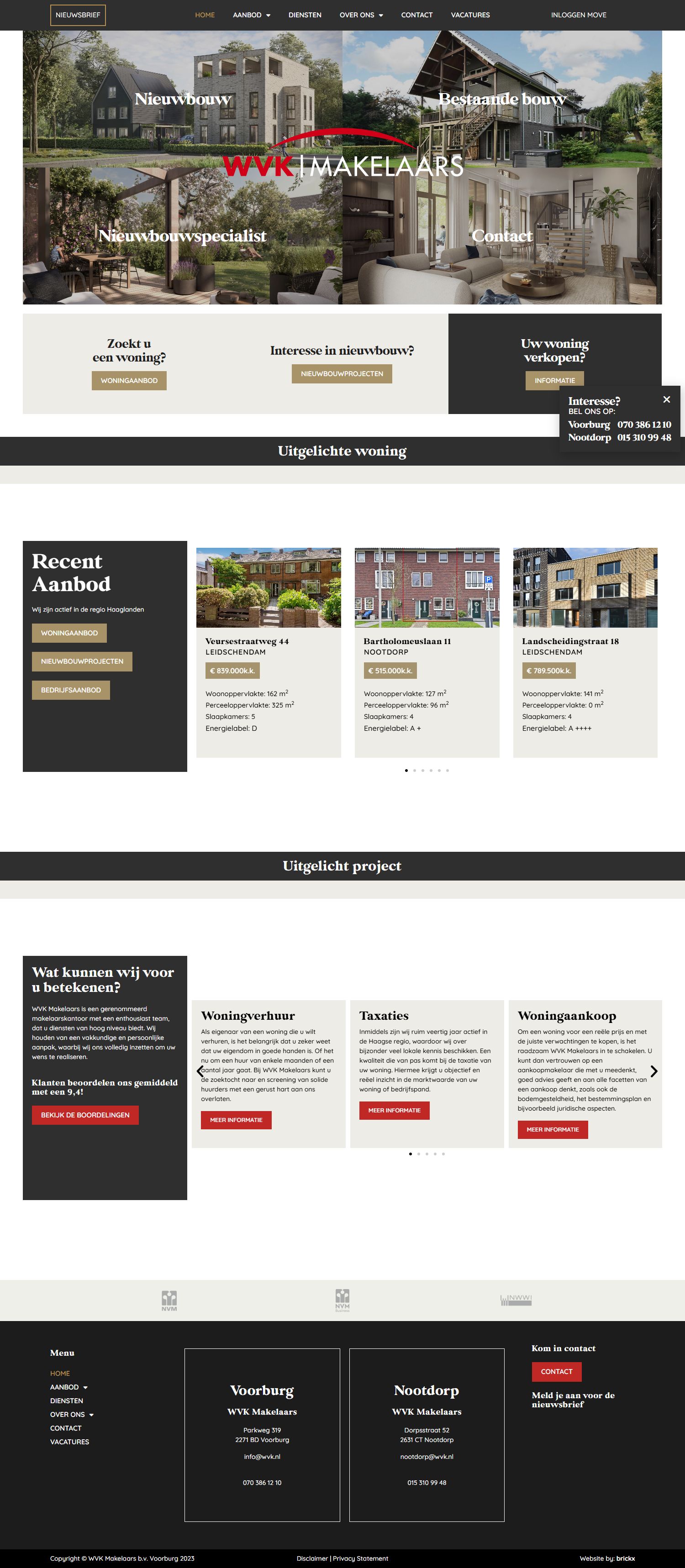 Screenshot van de website van www.wvk.nl