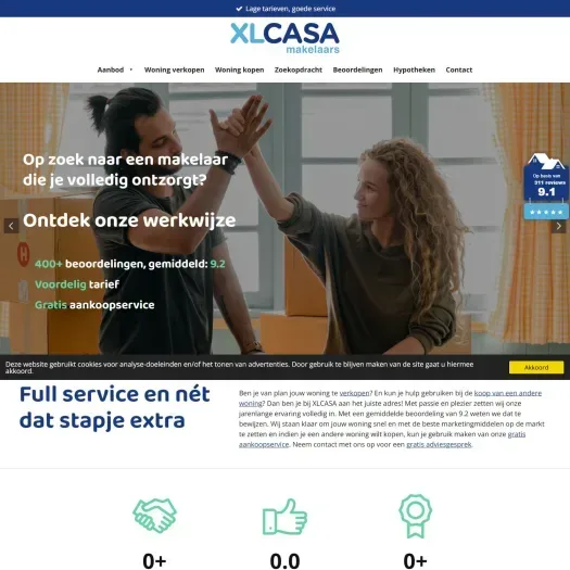 Screenshot van de website van www.xlcasa.nl