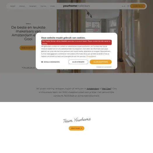 Screenshot of the website of www.yourhome.nl