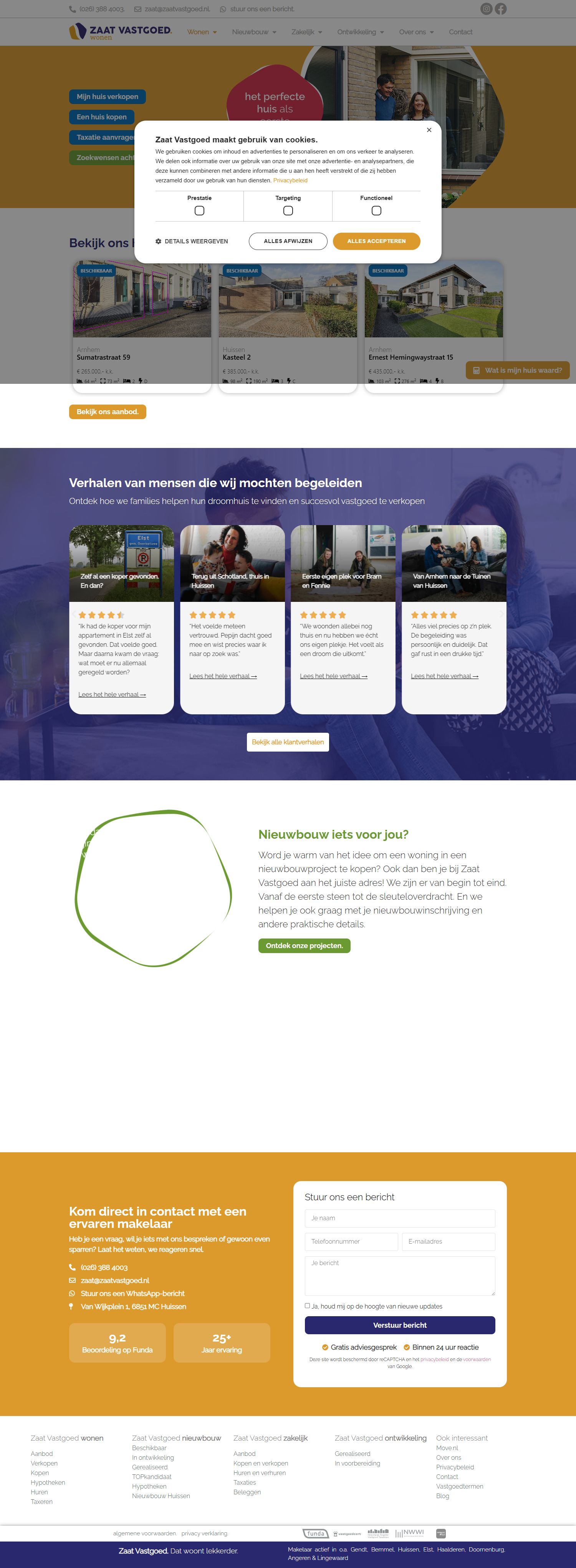 Screenshot van de website van www.zaatvastgoed.nl