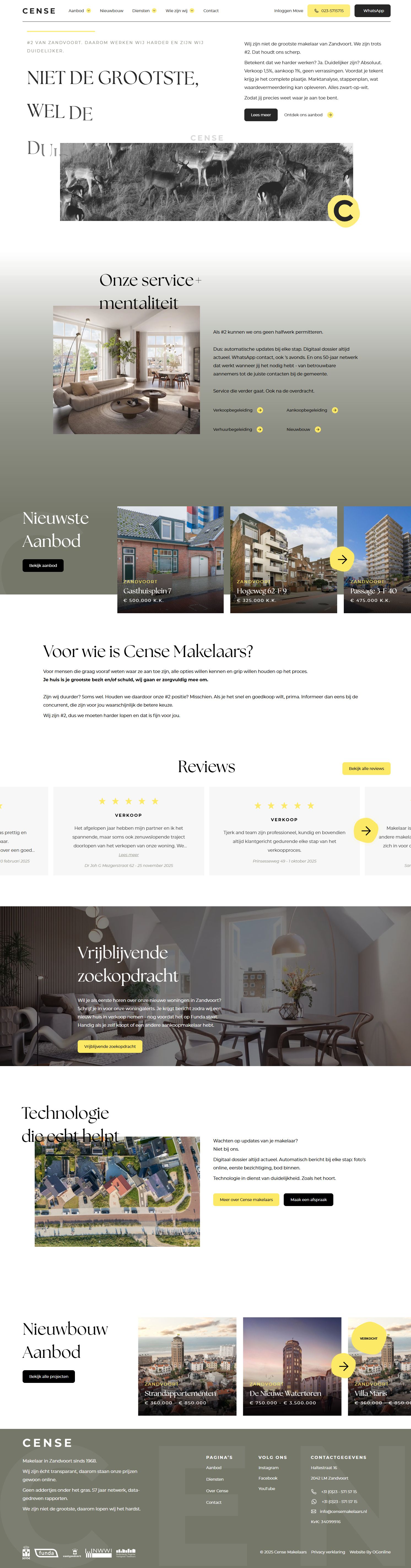 Screenshot van de website van www.zandvoortmakelaars.nl