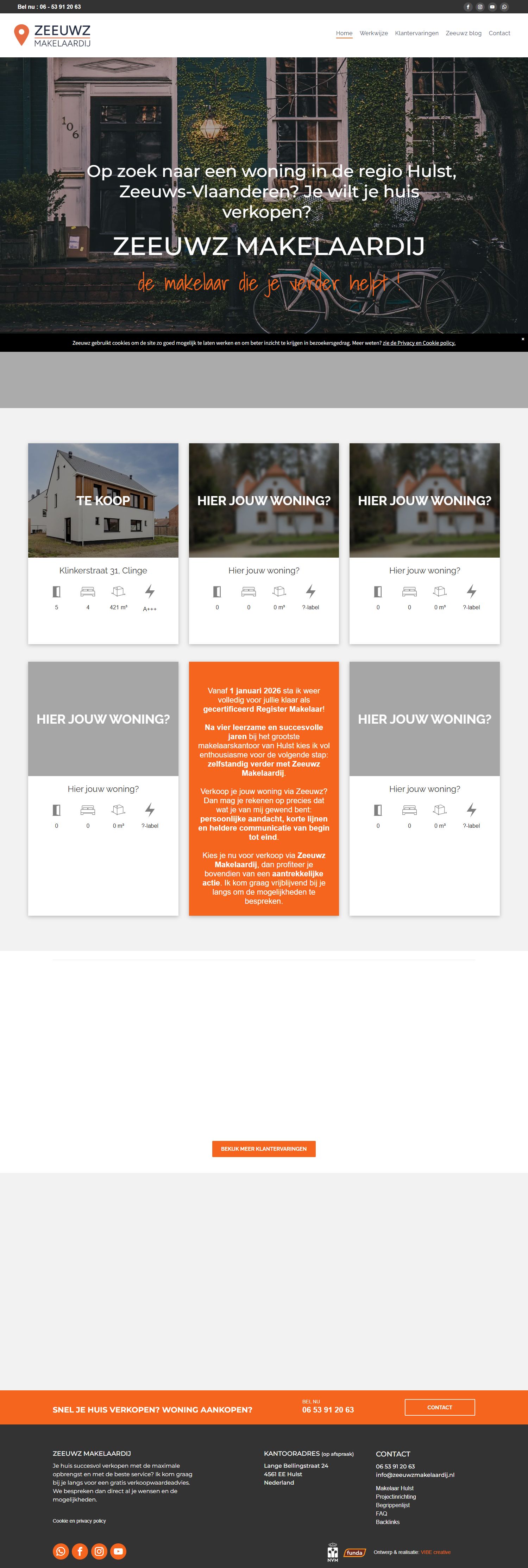 Screenshot van de website van www.zeeuwzmakelaardij.nl