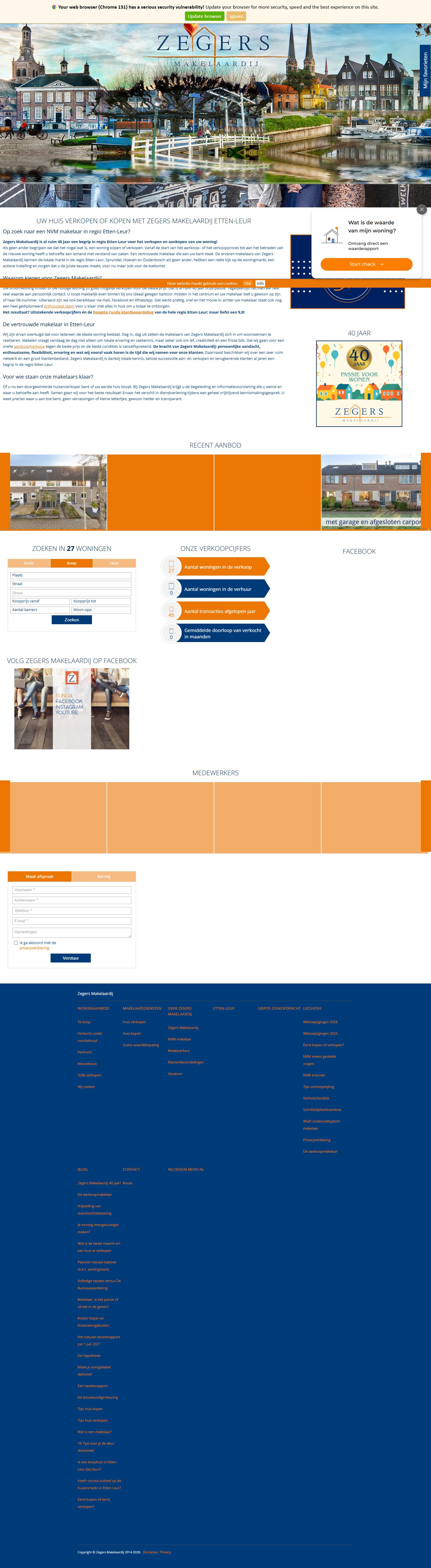 Screenshot van de website van www.zegersmakelaardij.nl