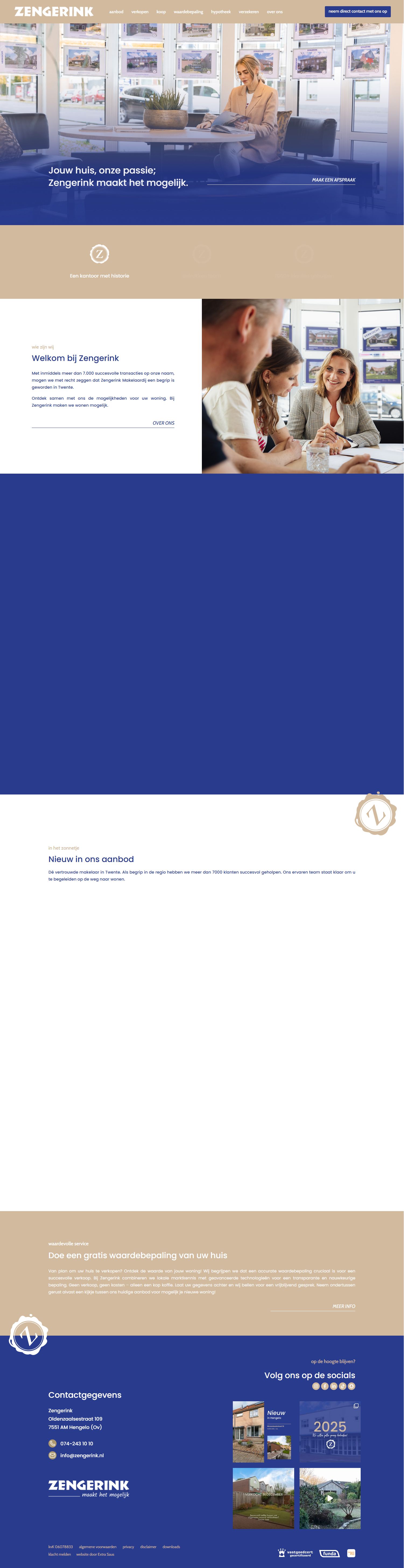Screenshot van de website van www.zengerink.nl