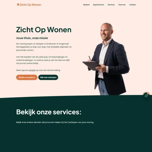 Screenshot van de website van zichtopwonen.nl