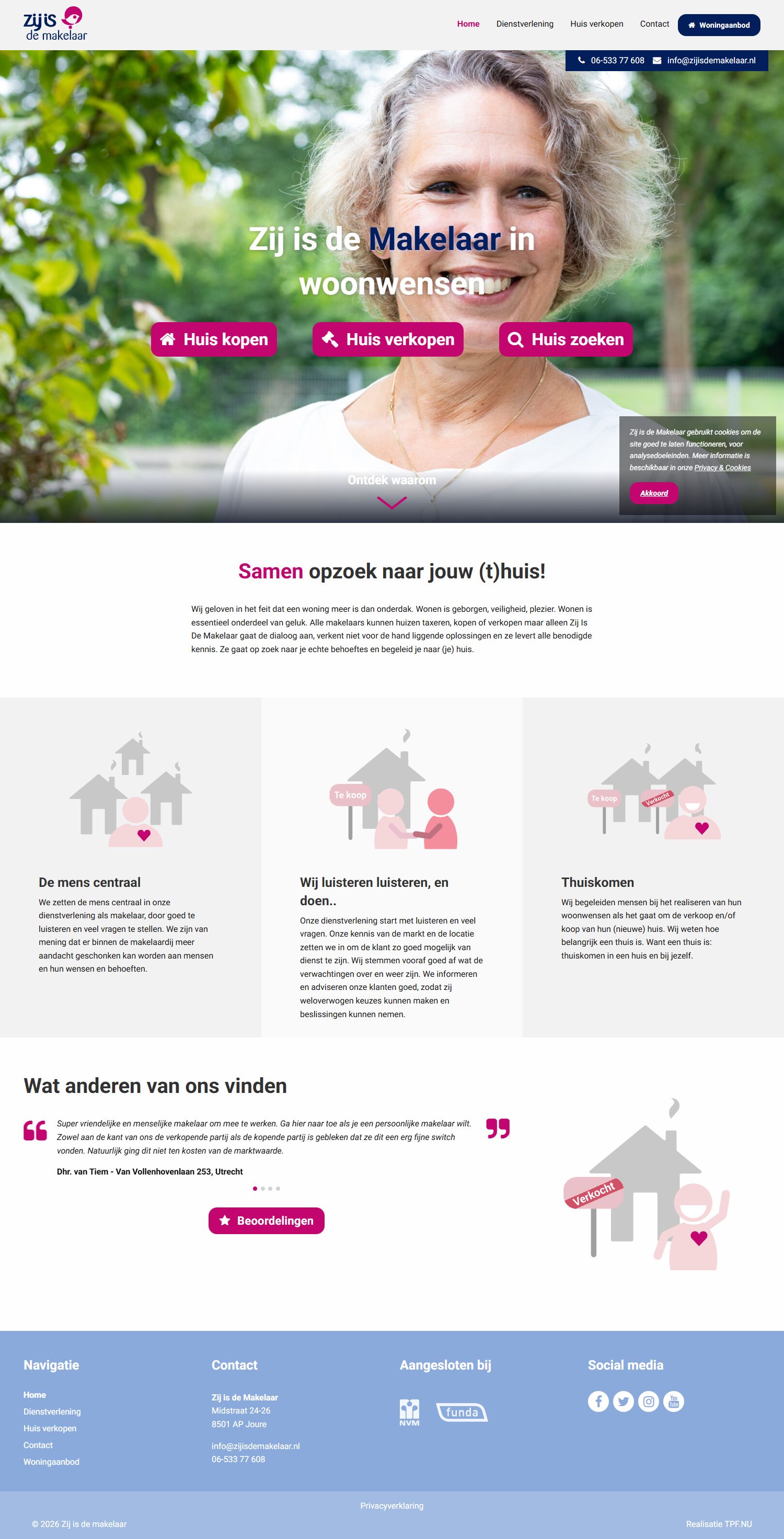 Screenshot van de website van www.zijisdemakelaar.nl