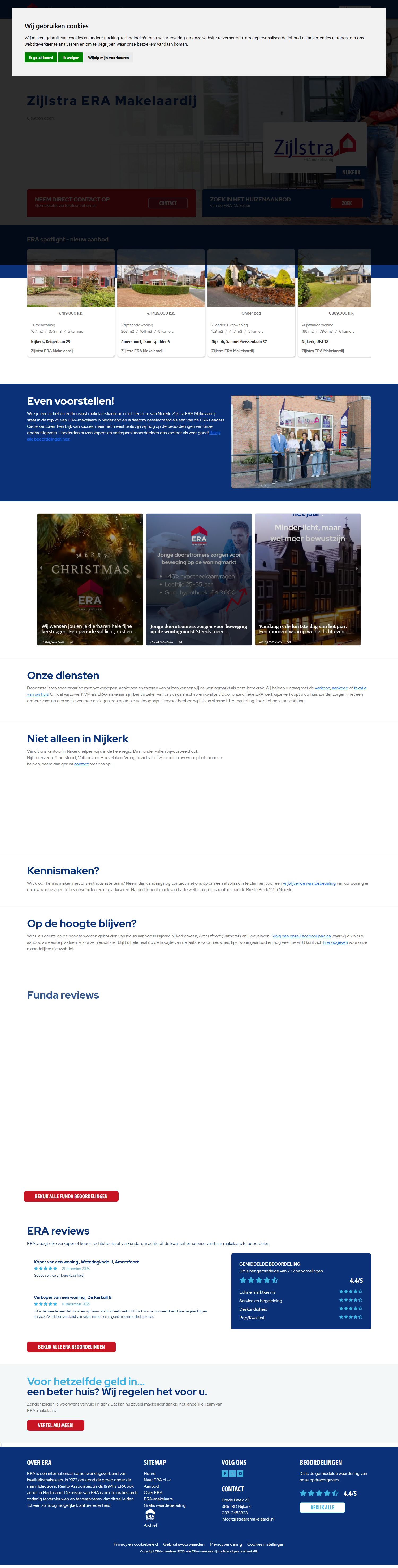 Screenshot van de website van www.zijlstraeramakelaardij.nl
