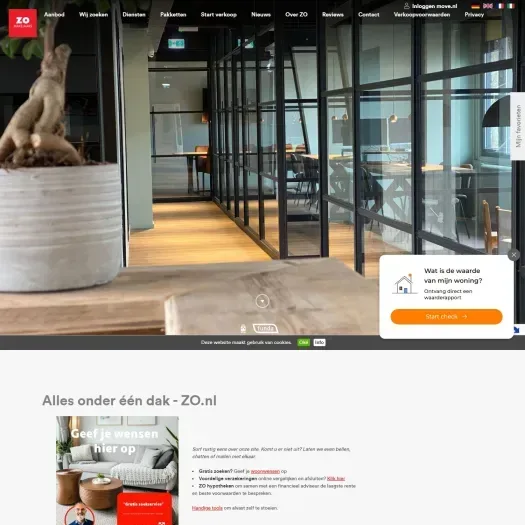 Screenshot of the website of www.zomakelaars.nl