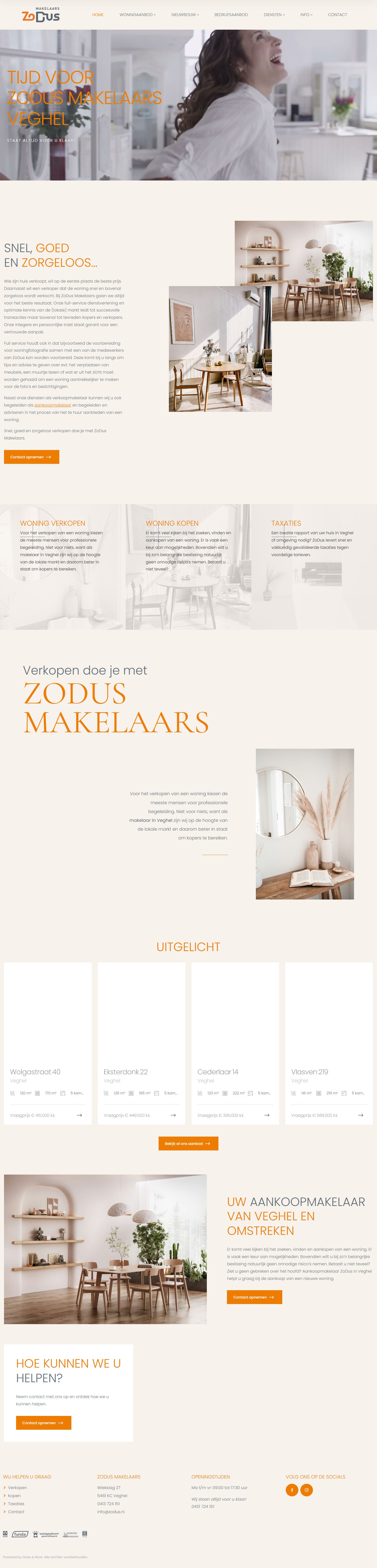 Screenshot van de website van www.zodus.nl