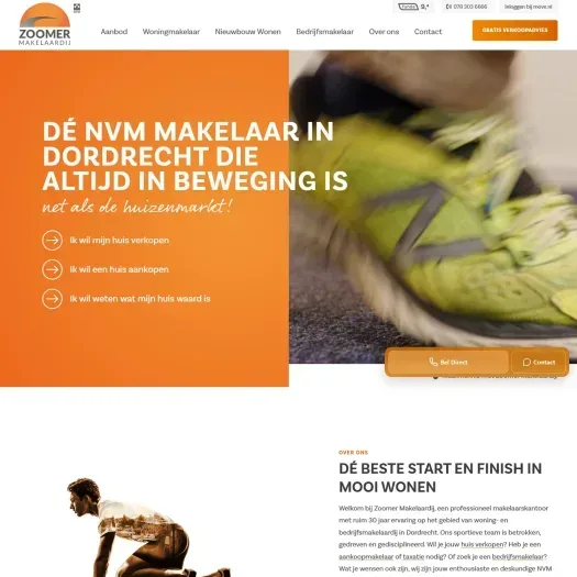 Screenshot van de website van www.zoomermakelaardij.nl