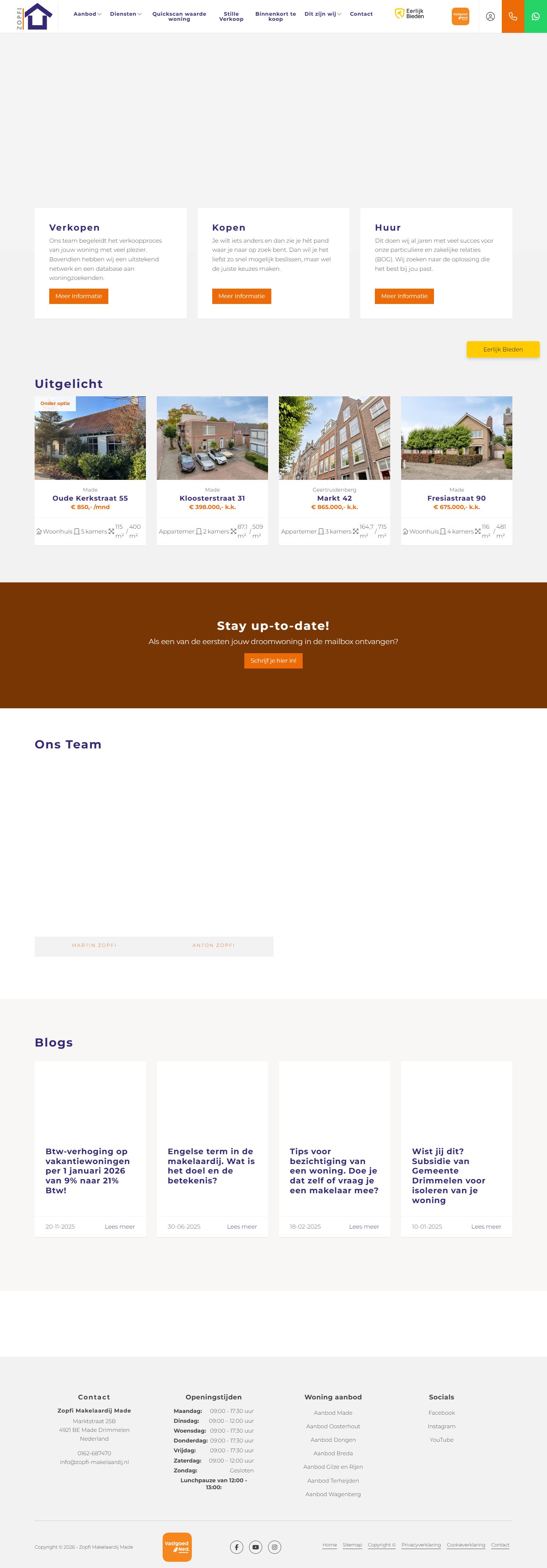 Screenshot van de website van www.zopfi-makelaardij.nl
