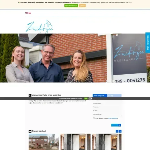Screenshot of the website of www.zuiderzeemakelaars.nl