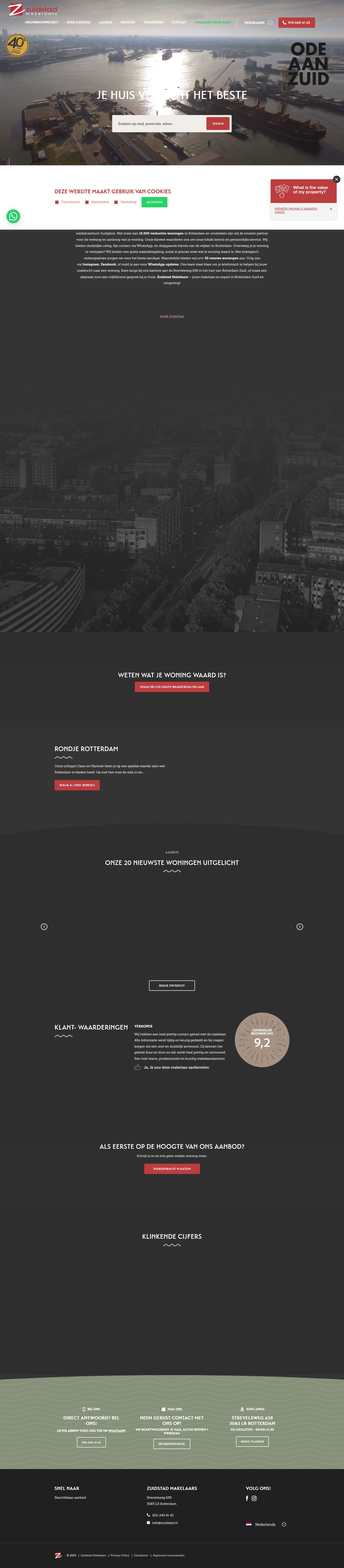 Screenshot van de website van www.zuidstad.nl